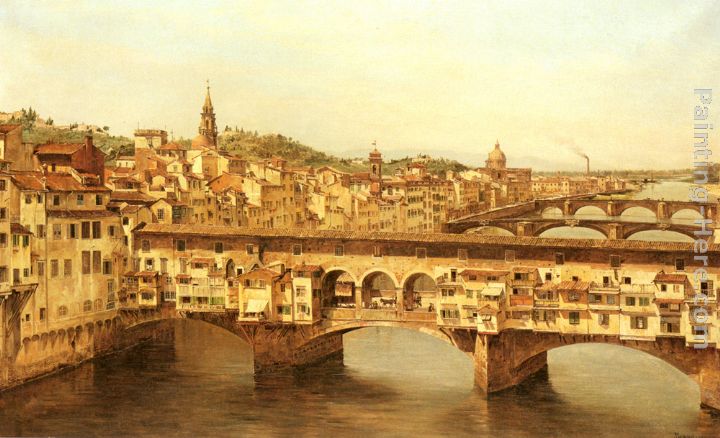 View Of The Ponte Vecchio, Florence painting - Antonietta Brandeis View Of The Ponte Vecchio, Florence art painting